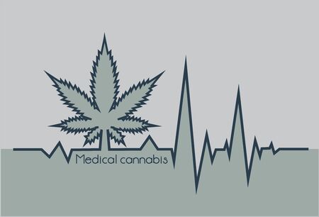 Gray heartbeat with medical marjuana. Cardのイラスト素材