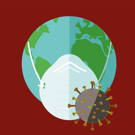 Planet earth in a protective mask. Pandemic. Coronavirus.のイラスト素材