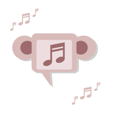 Brown music sign icon with ears.Monkey ears icon. Isolated image on a white background.のイラスト素材