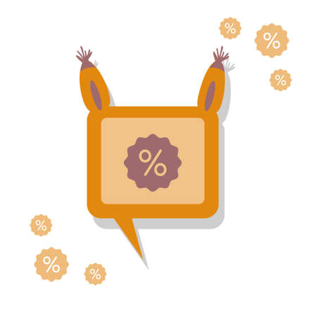 Orange percent icon with ears. Lynx ears icon. Isolated image on a white background.のイラスト素材