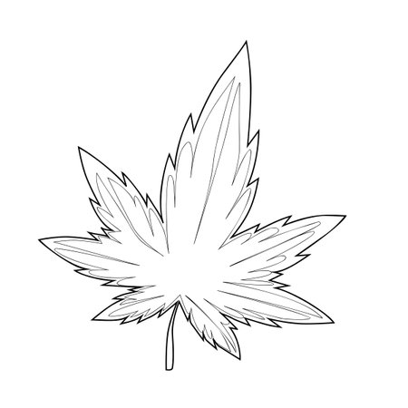 Marijuana leaf. Coloring. Black outline on a white background.のイラスト素材