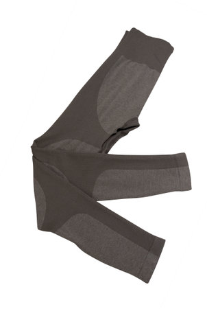 Gray leggings folded in half. Isolated image on a white background. Nobody.の写真素材