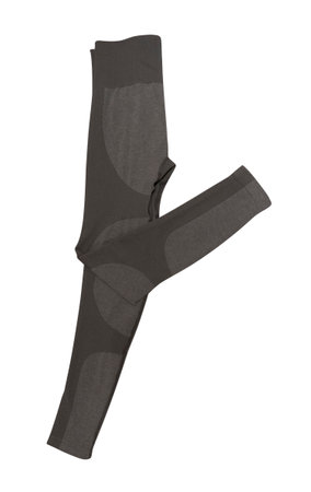 Gray leggings folded in half. Isolated image on a white background. Nobody.の写真素材