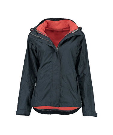Anthracite warm jacket with orange lining. Zipper placket. Isolated image on a white background.の写真素材
