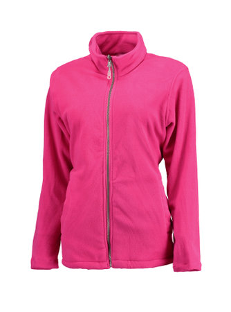 Red warm jacket. Sports fleece jacket on a white background. Isolated image on a white background.の写真素材