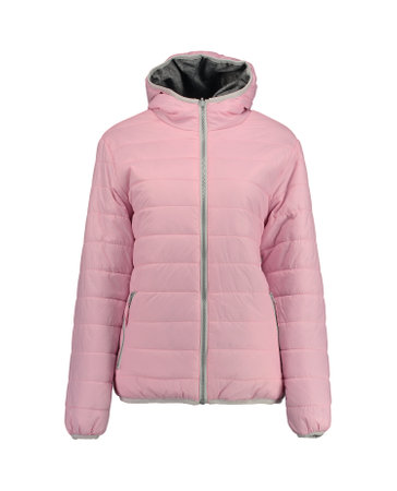 Rose warm quilted jacket. Bomber jacket on a white background. Isolated image on a white background. Photo on a mannequin.の写真素材