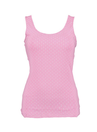 Women's pink tank top with white anchors. Isolated image on a white background. Photo on a mannequin.の写真素材