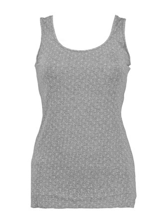 Women's gray tank top with white anchors. Isolated image on a white background. Photo on a mannequin.の写真素材