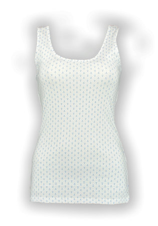White jersey with blue anchors. Isolated image on a white background. Photo on a mannequin.の写真素材