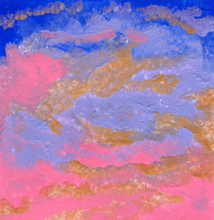 Square background. Pink blue texture background with golden waves.の写真素材