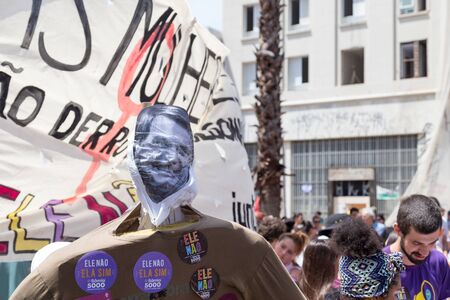 September 29, 2018. #nothim (elenÃ£o) mobilization. National day of protests against Brazil far-right presidential candidate Jair Bolsonaroのeditorial素材