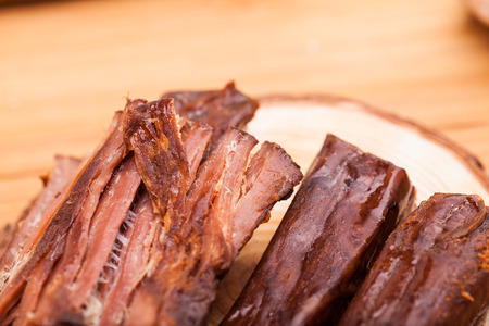 The beef on the board.