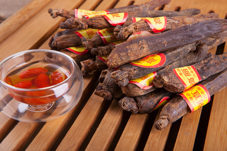 The ginseng on the boardのeditorial素材