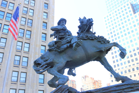 A Cowboy Statue in Downtown, New Yorkのeditorial素材