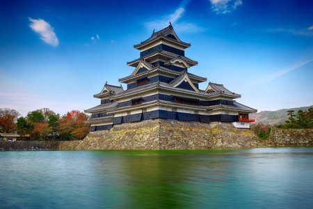 Matsumoto Castle Japan and Blue Skyのeditorial素材