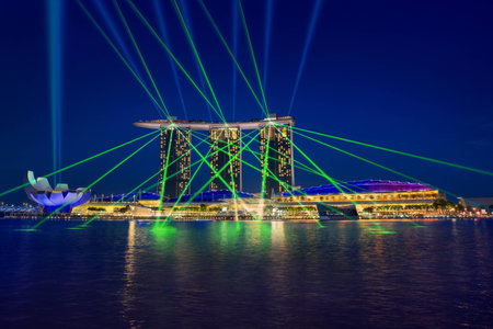 Laser Show on Marina Bay Sandsのeditorial素材