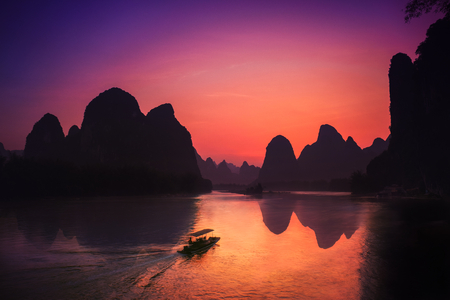 This shot was taken near Yangshuo China, During the sunset period.の写真素材