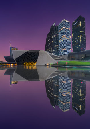 Guangzhou opera center at the sunset timeのeditorial素材