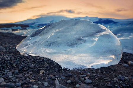 Ice - Jokulsarlon lake at the sunset timeの写真素材
