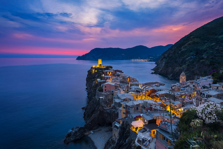 Panorama view of Vernazza at the Cinque Terreの写真素材