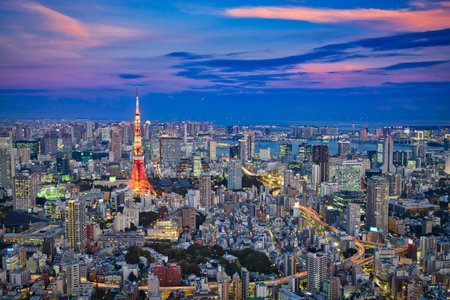 Photo of panoramic view of Tokyo at the sunset timeのeditorial素材