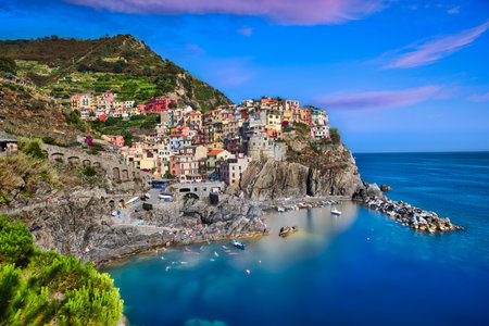 Photo of the panoramic view of Manarola in Italyのeditorial素材