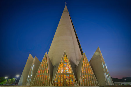 Photo of the Maringa Cathedral at the blue hour time