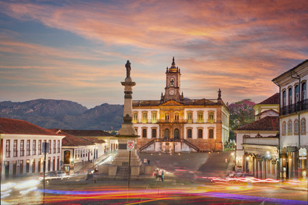 View from the Tiradentes Square, Ouro Preto, Minas Gerais, Brazilの写真素材