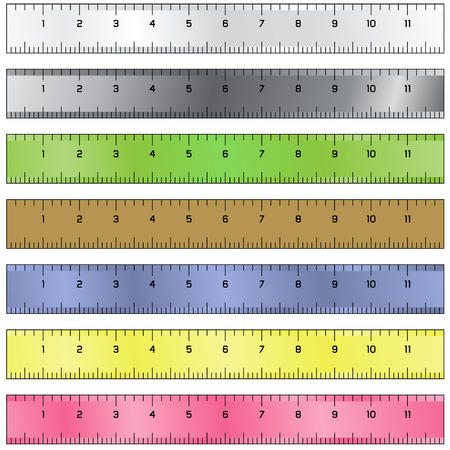 Detailed vector illustration of common measurement rulersのイラスト素材