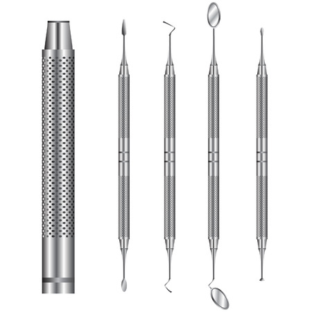 A detailed vector of common dentist's tools.のイラスト素材