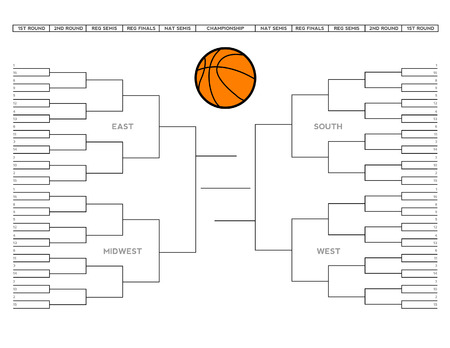 Vector illustration of a blank college basketball tournament bracket.のイラスト素材