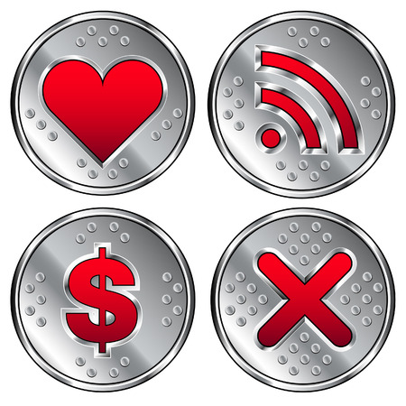 Industrial stainless steel web icon button setのイラスト素材