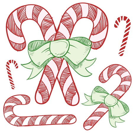 Doodle style candy cane vector illustrationのイラスト素材
