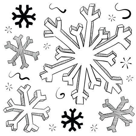 Doodle style winter snowflake vector illustrationのイラスト素材