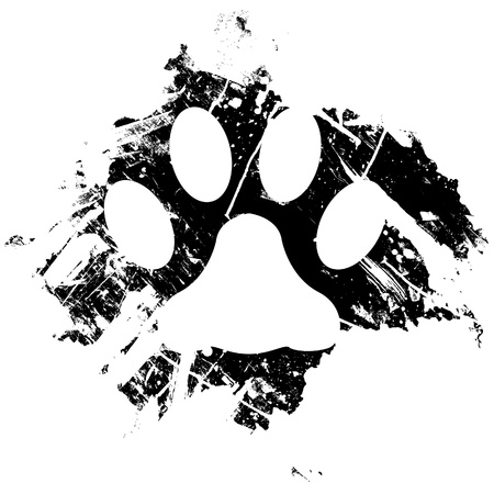 Grunge pet or cat paw print. Can be used as a background or as a minor design element.のイラスト素材