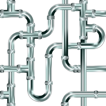 Seamless water pipe or plumbing background. Stainless steel texture.