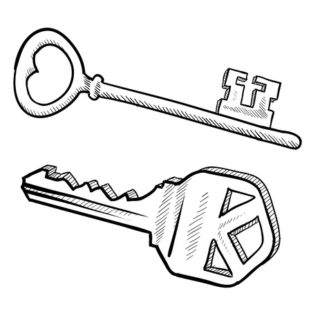 Doodle style keys in vector formatの写真素材