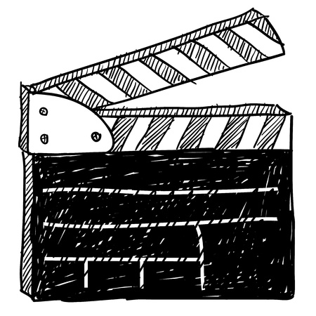 Doodle style movie set clapperboard vector illustrationの写真素材