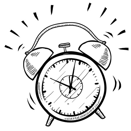 Doodle style retro alarm clock illustration suitable for web, print, or advertising use.の写真素材