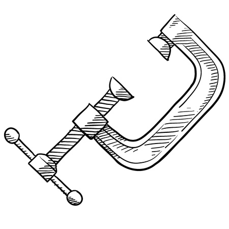Doodle style C Clamp for woodworking or carpentry illustration suitable for web, print, or advertising use. の写真素材
