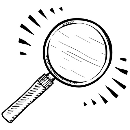 Doodle style magnifying glass, search, or look icon illustrationのイラスト素材