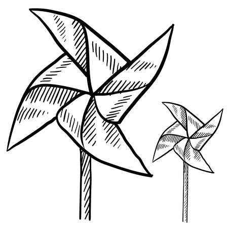 Doodle style child s pinwheel illustrationのイラスト素材
