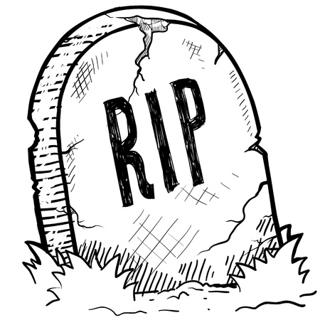 Doodle style tombstone with RIP engraving sketch in vector format の写真素材