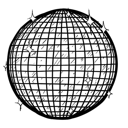 Doodle style retro disco ball in vector format のイラスト素材