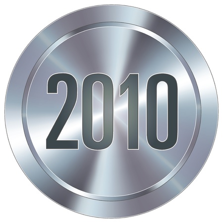2010 calendar year icon on round stainless steel modern industrial buttonのイラスト素材