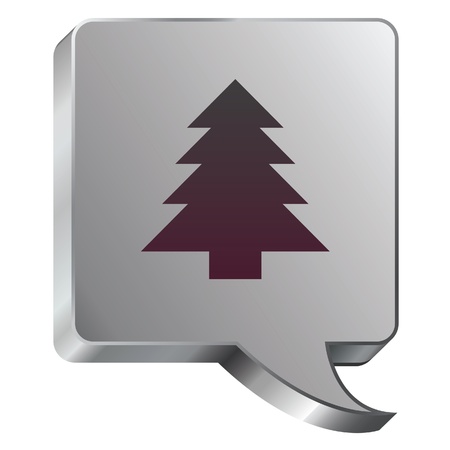 Christmas tree icon on stainless steel modern industrial voice bubble icon suitable for use as a website accent, on promotional materials, or in advertisements  のイラスト素材