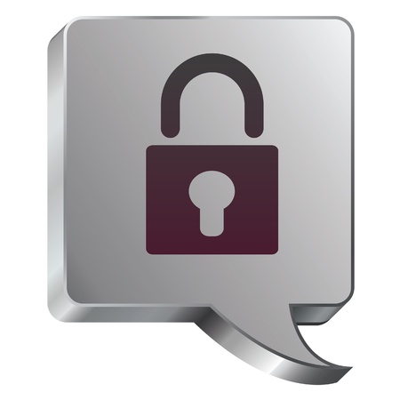 Lock or security icon on stainless steel modern industrial voice bubble icon suitable for use as a website accent, on promotional materials, or in advertisements  のイラスト素材
