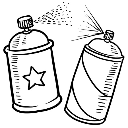 Doodle style spray paint illustration in vector format  Includes text and paint can の写真素材