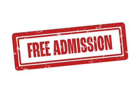 Free Admission. A red stamp isolated on white background.の写真素材