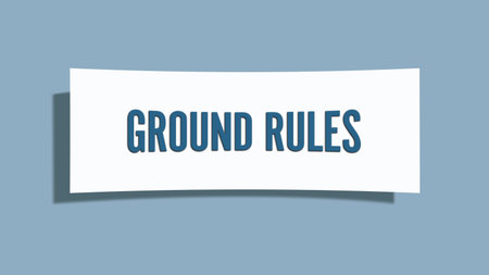 Ground Rules. A card isolated on blue background.の写真素材